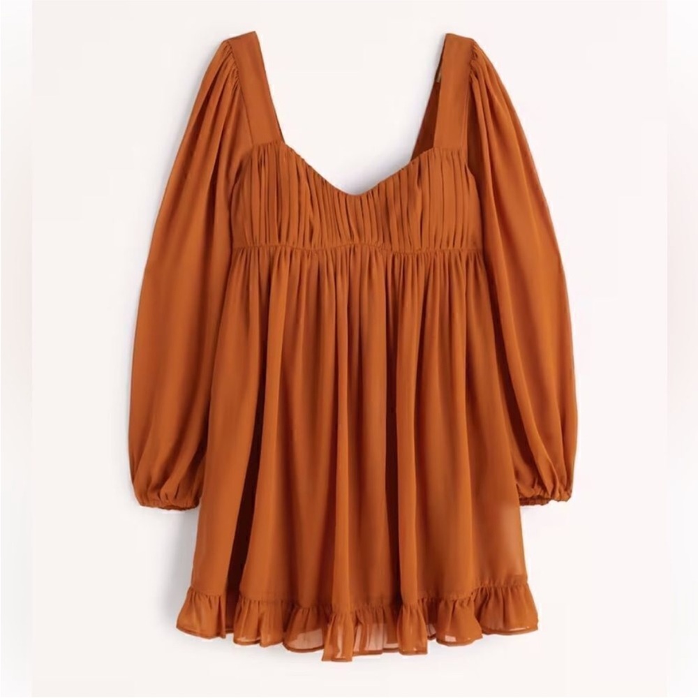 Abercrombie & Fitch Burnt Orange Babydoll Mini Dress LONG SIZE